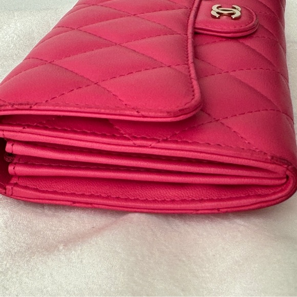 CHANEL Lambskin Quited CC Classic Flap Long Wallet Pink - Picture 10 of 15